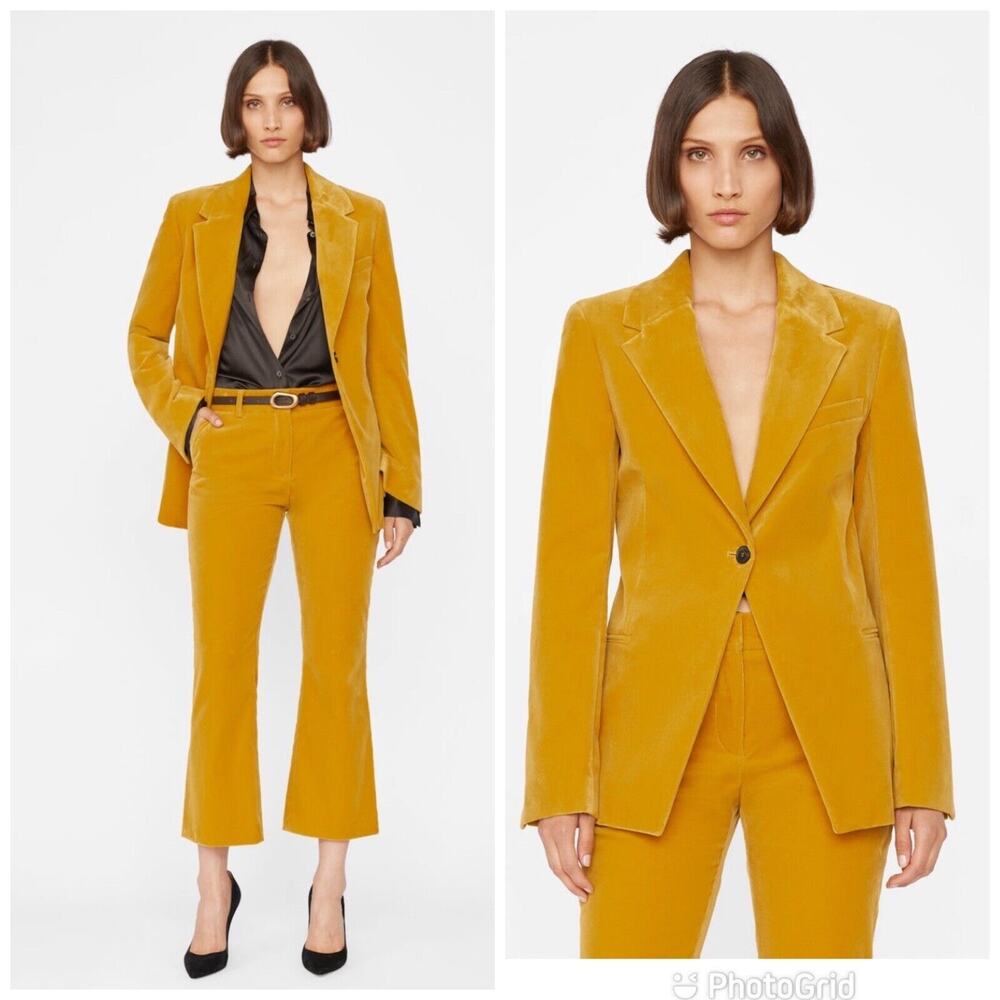 NWT-FRAME Le Crop Mini Boot Velvet Trousers In Ochre Size:00 (XXS) Rety:$268